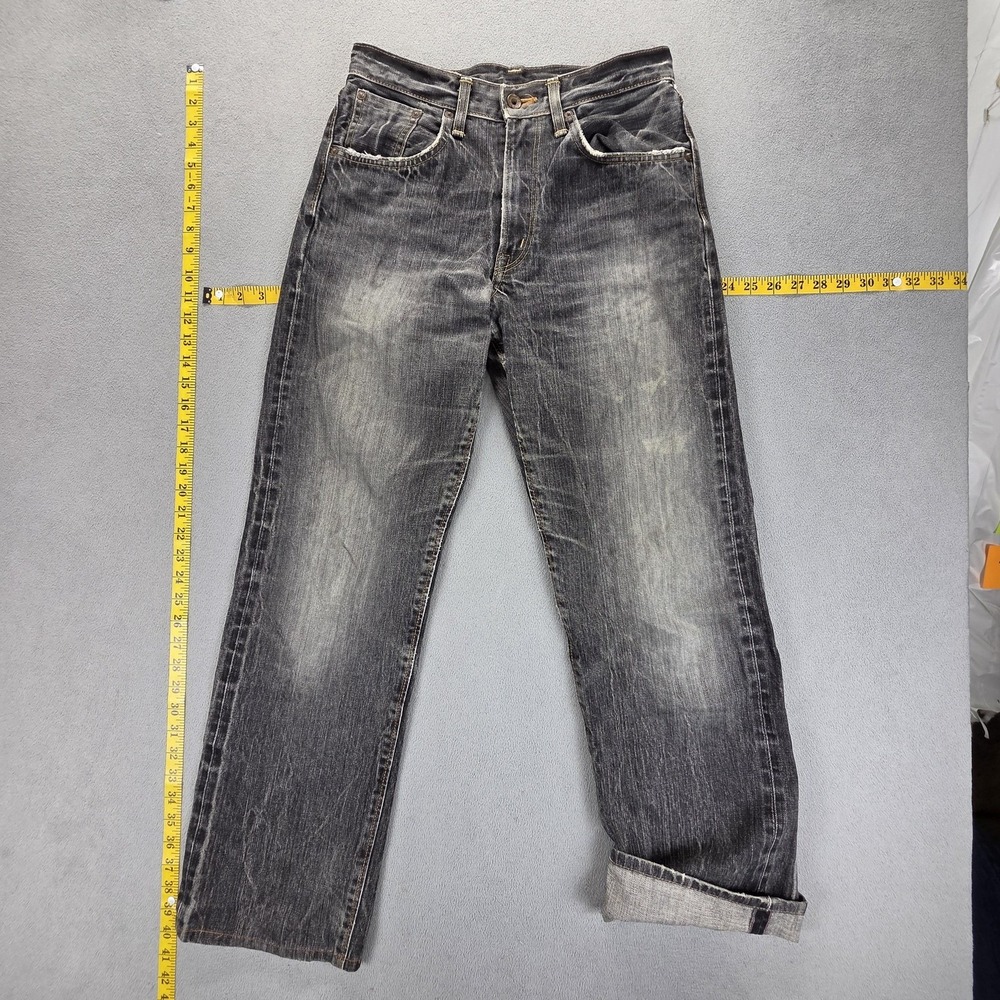 Edwin Jeans Mens Black Selvedge 505z Charcoal Wash Straight Fade Fits 26x30
